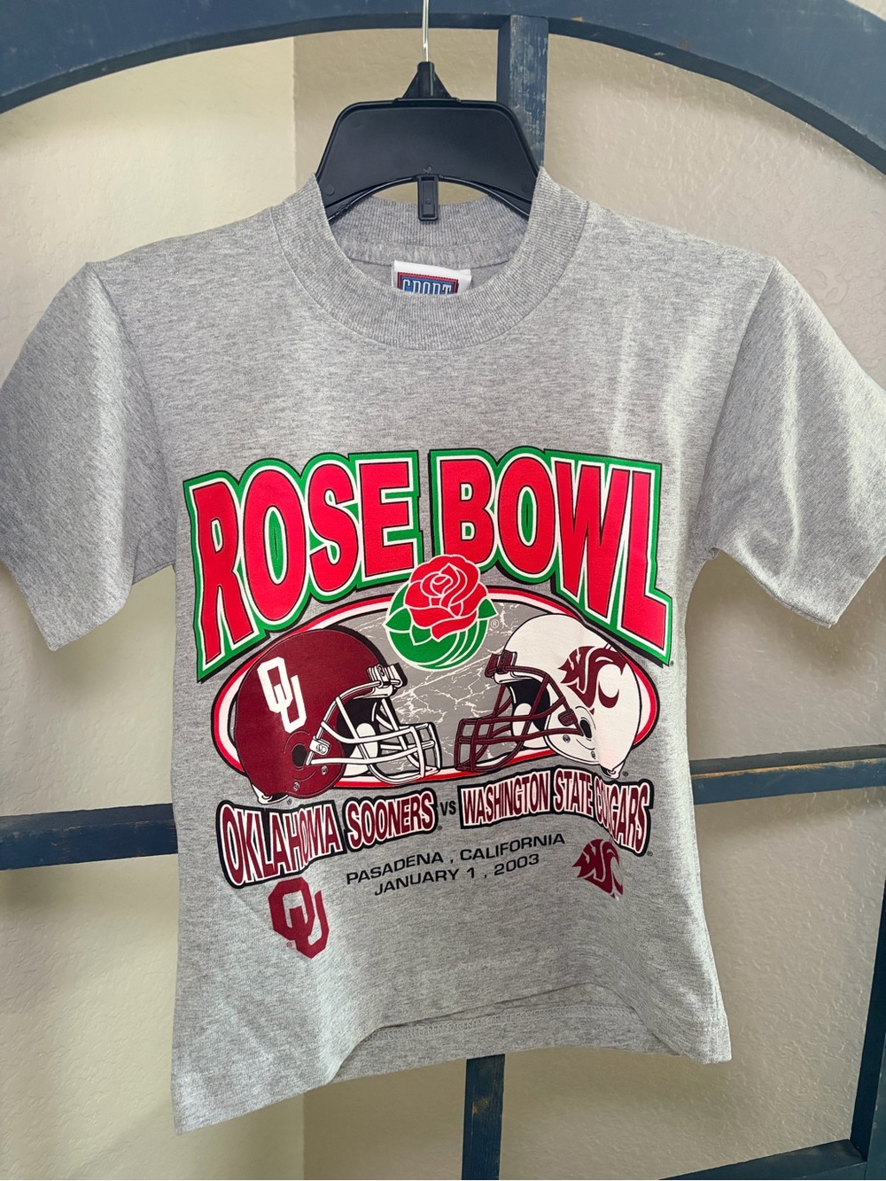 Oklahoma Sooners x Washington State Cougars Vintage 2003 Rose Bowl kids Tee New